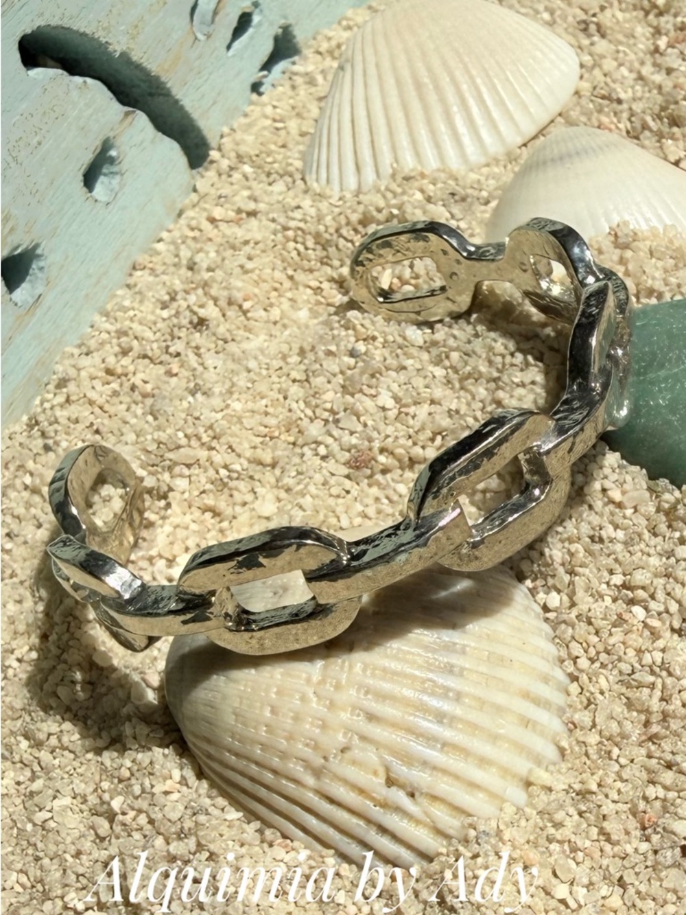 Alquimia Silver Linked Chain Cuff Bracelet